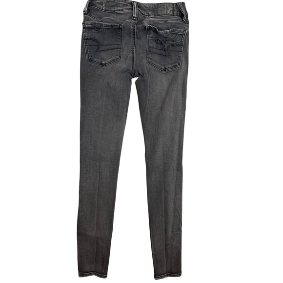 (6 for $25) AE Super Stretch Ripped Distressed Jegging in Washed‎ Black Size 00 - Picture 5 of 7